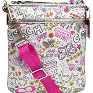 Coach Grey & Pink Graffiti Crossbody Purse